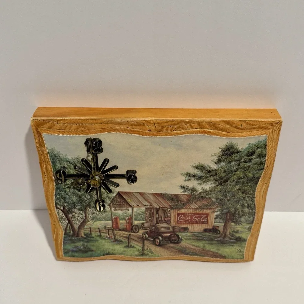 Coca-Cola Wood Clock Martin's Garage Kay Lamb Shannon '93 Coke Gas Station